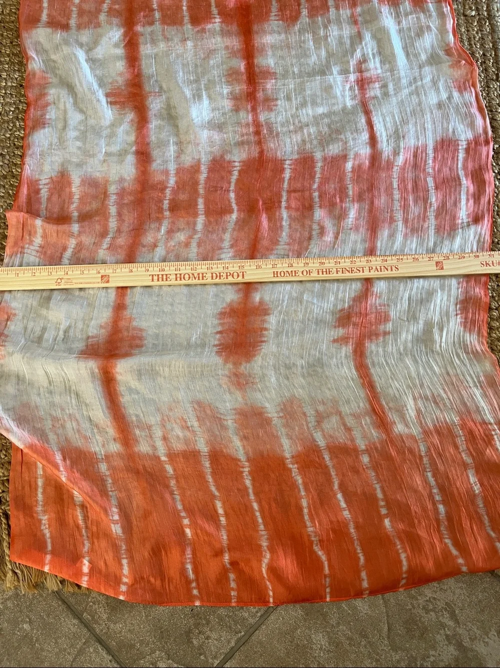 100% Silk ombré Orange & White   Shawl Scarf Oversized 31”x64”